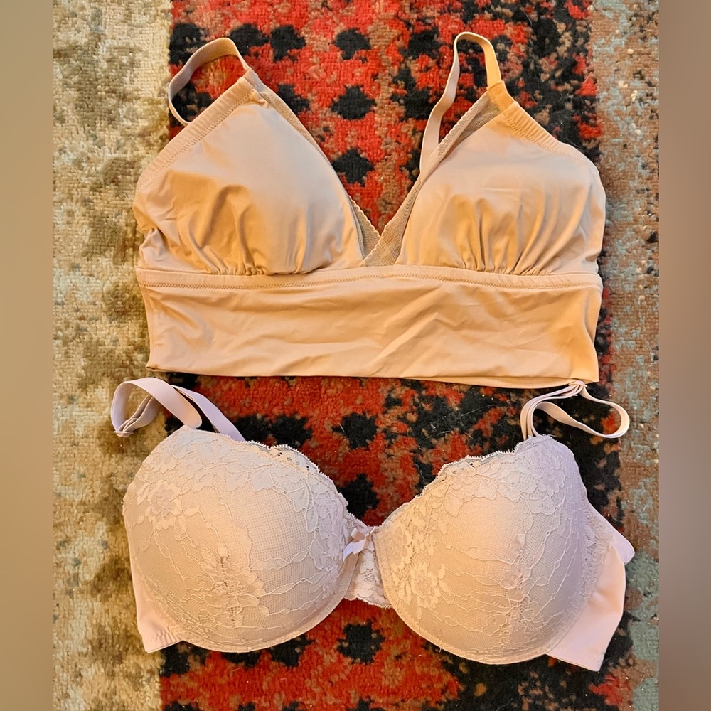 Women’s Lace Push-Up Bra and Soft Bralette Set - Blush Pink
